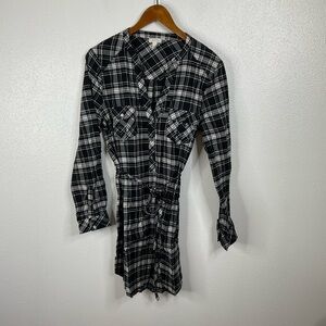 Soft Joie Black Plaid Shirt Dress‎ Size Medium